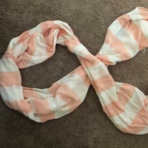 White and pink light striped scarf